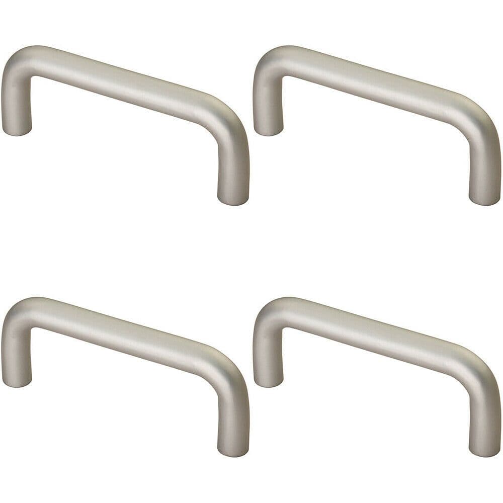 4x Rounded D Shaped Bar Handle 600 x 19mm Diameter Satin Anodised Aluminium