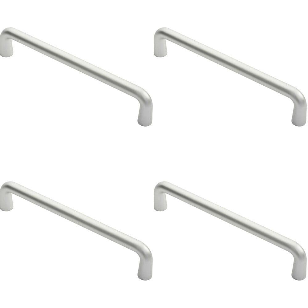 4x Rounded D Shaped Bar Handle 450 x 22mm Diameter Satin Anodised Aluminium