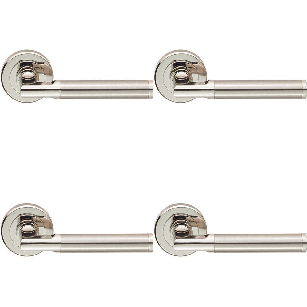 4x PAIR Sectional Round Bar with Mitred Corner Concealed Fix Dual Nickel