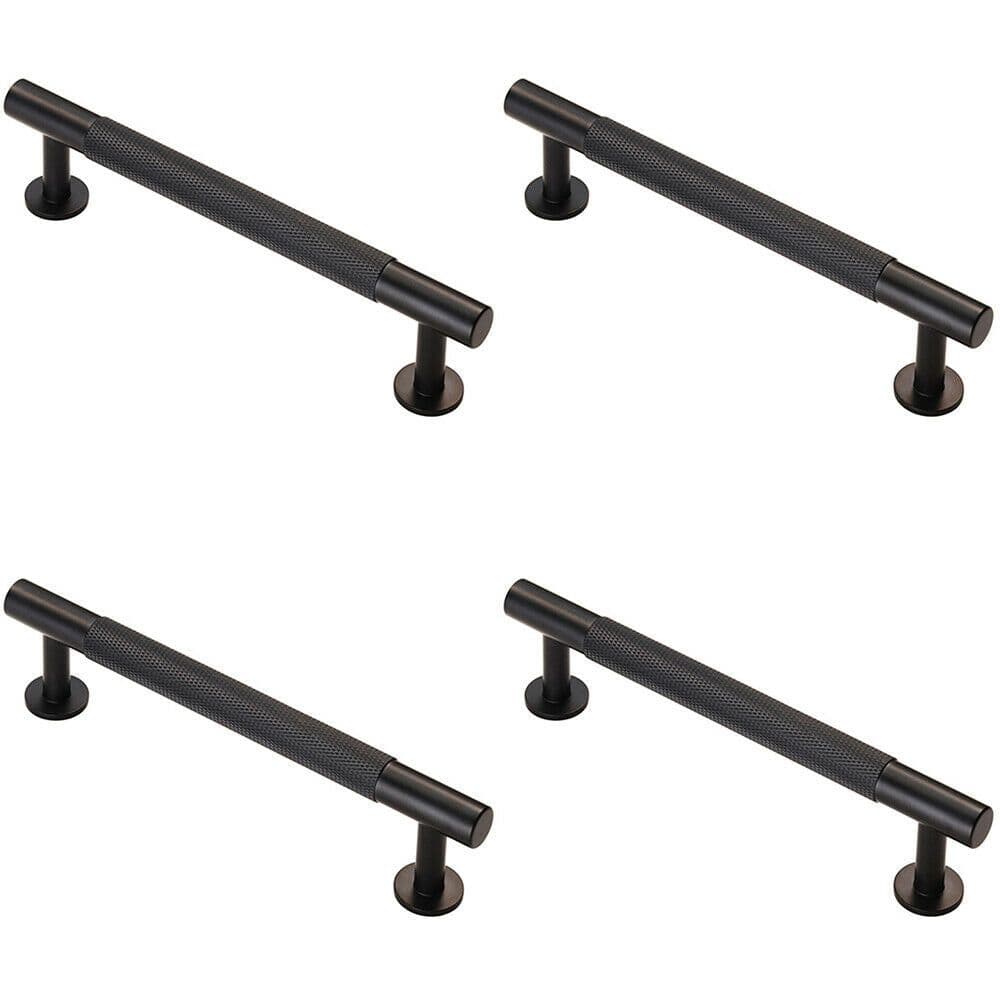 4x Knurled Bar Door Pull Handle 158 x 13mm 128mm Fixing Centres Matt