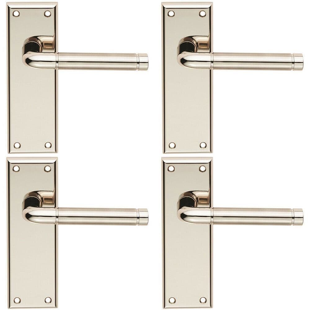 4x PAIR Round Bar Handle on Latch Backplate 150 x 50mm Polished & Satin Nickel