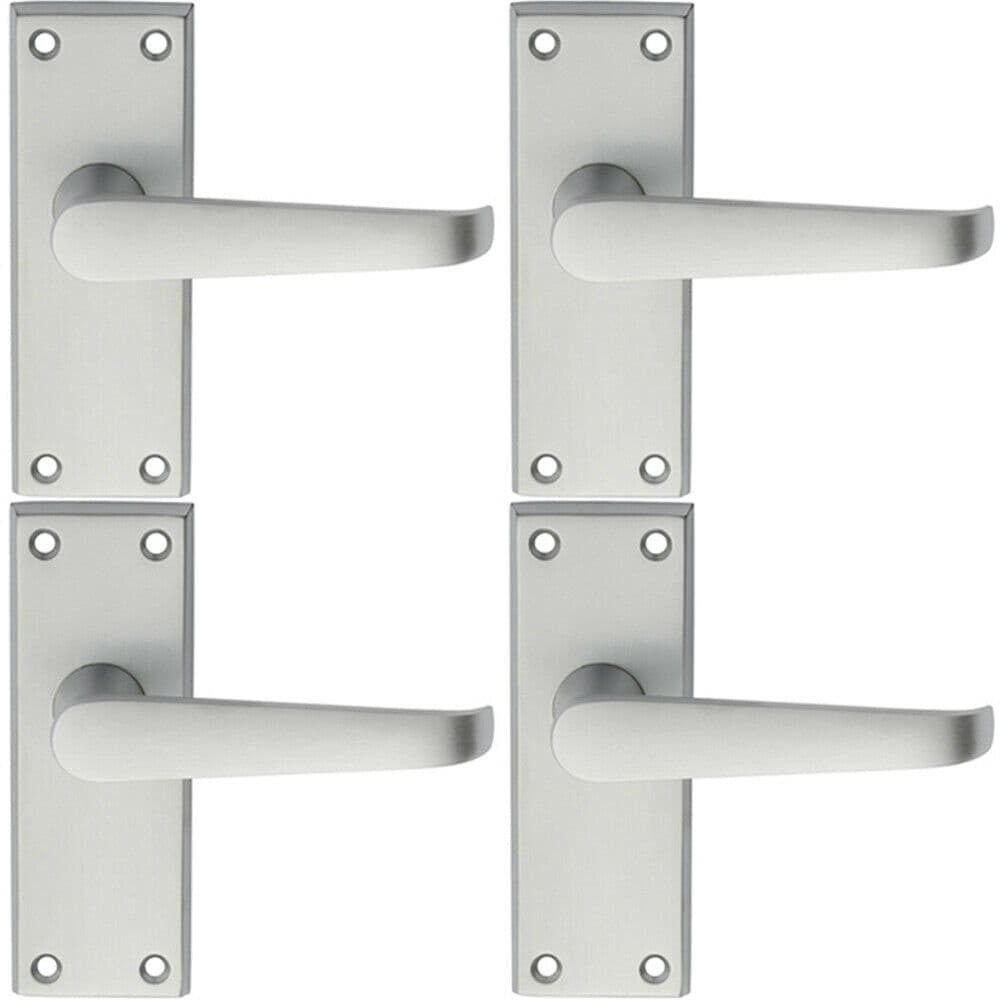 4x PAIR Straight Handle on Short Latch Backplate 118 x 42mm Satin Chrome