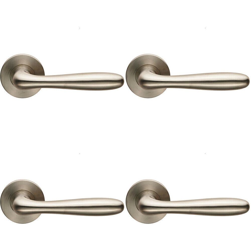 4x PAIR Smooth Rounded Bar Handle on Slim Round Concealed Fix Satin Steel