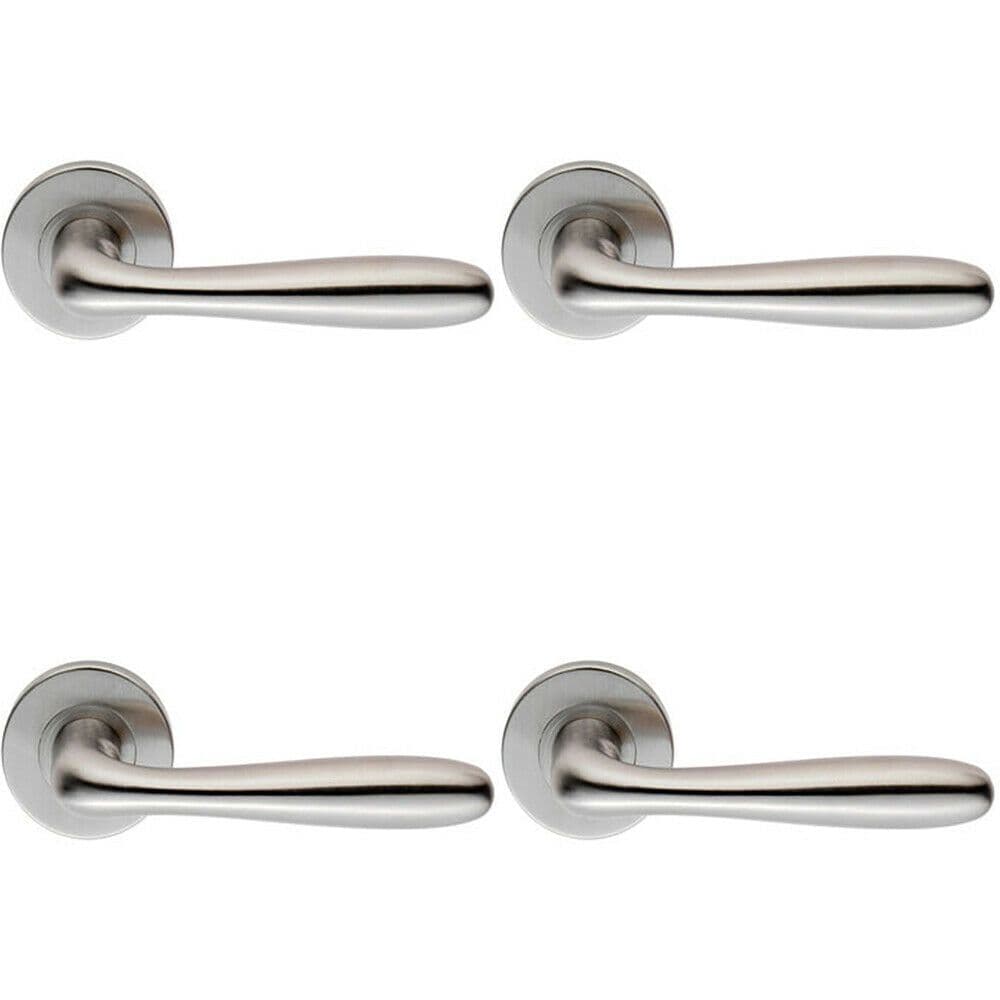 4x PAIR Smooth Rounded Bar Handle on 8mm Round Concealed Fix Satin Steel