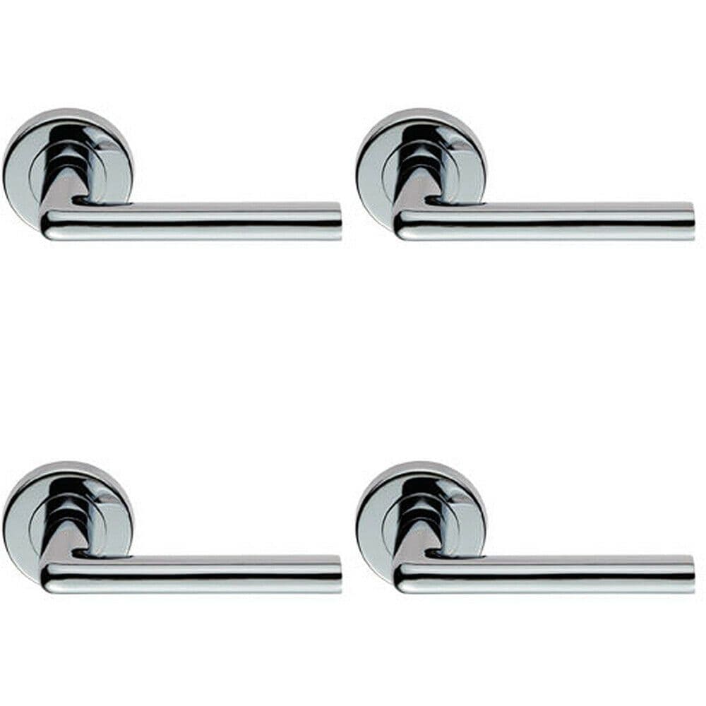4x PAIR Rounded Straight Bar Handle Concealed Fix Round Polished Chrome