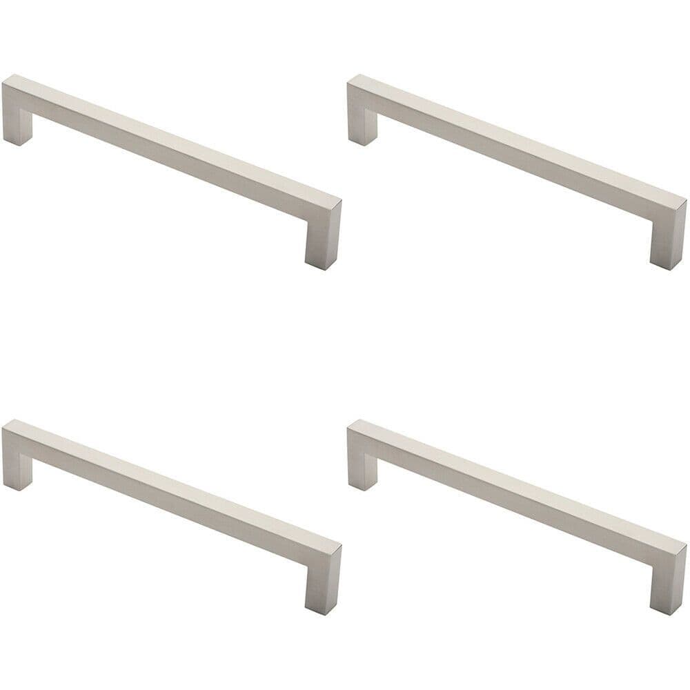 4x Square Mitred Door Pull Handle 319 x 19mm 300mm Fixing Centres Satin Steel