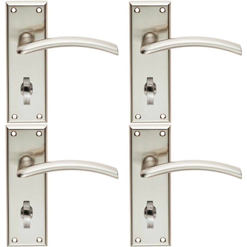 4x PAIR Arched Lever on Bathroom Backplate Door Handle 150 x 50mm Satin Nickel