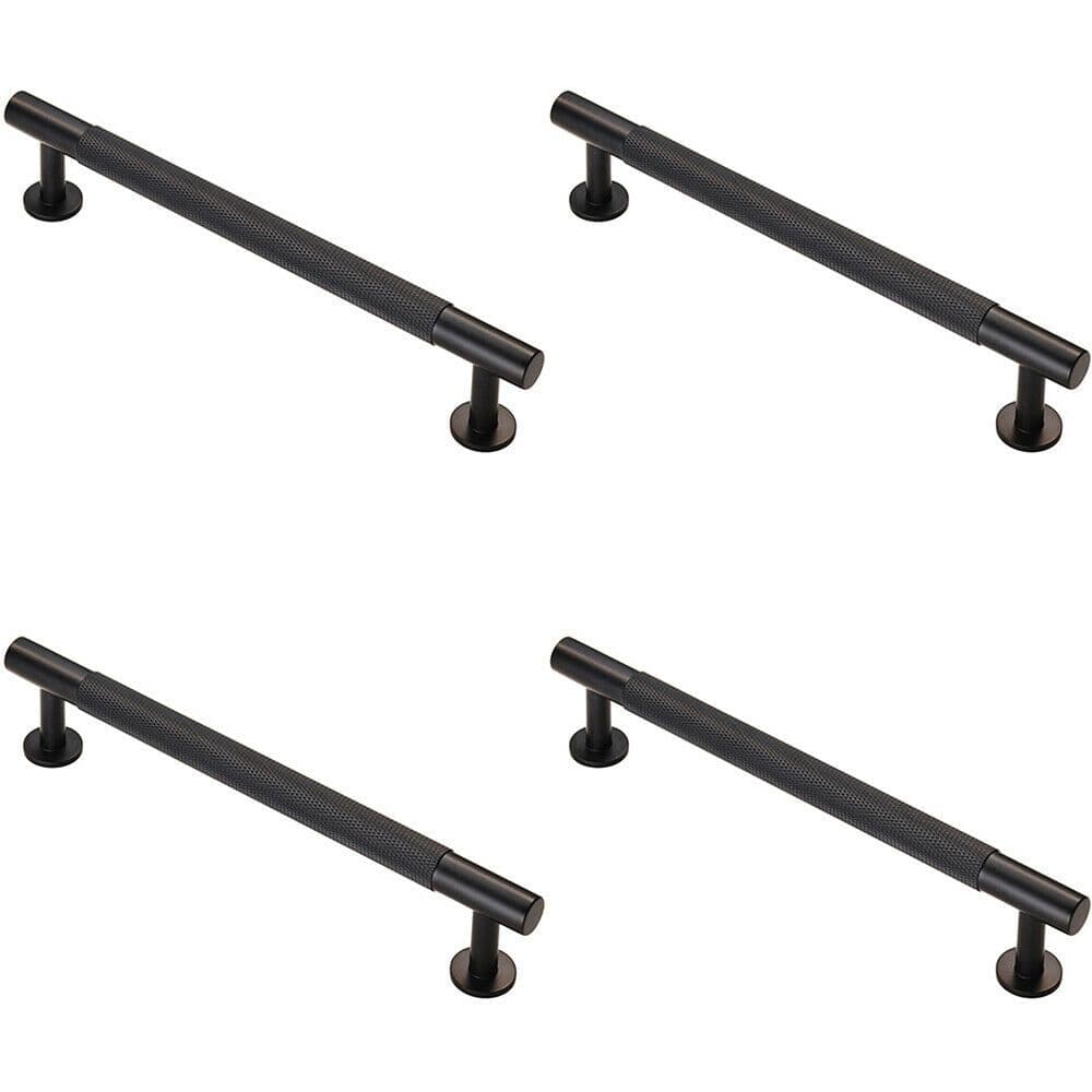4x Knurled Bar Door Pull Handle 190 x 13mm 160mm Fixing Centres Matt