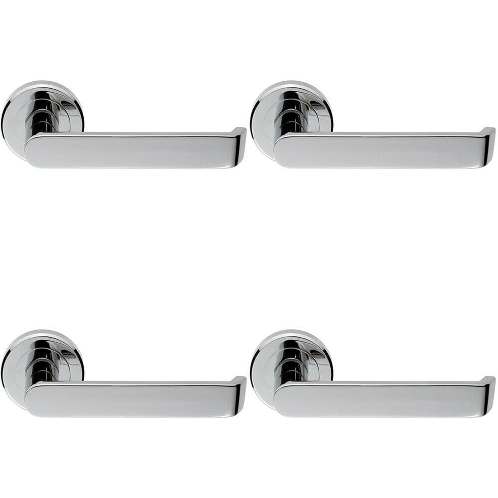 4x Flat Faced Lever on Concealed Fix Round 50.5mm Diameter Polished Chrome