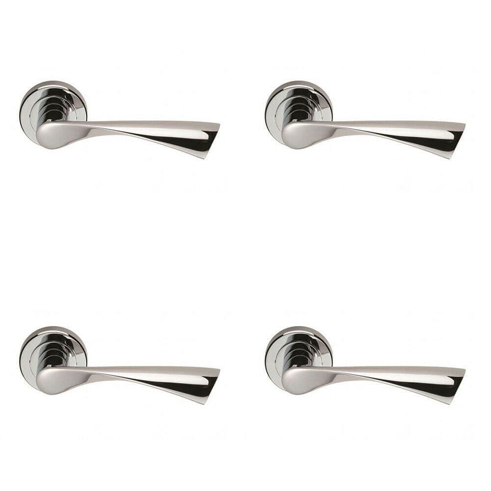 4x PAIR Angular Twisted Handle on Round Concealed Fix Polished Chrome