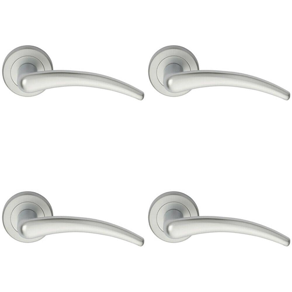4x PAIR Arched Tapered Bar Handle on Round Concealed Fix Satin Chrome