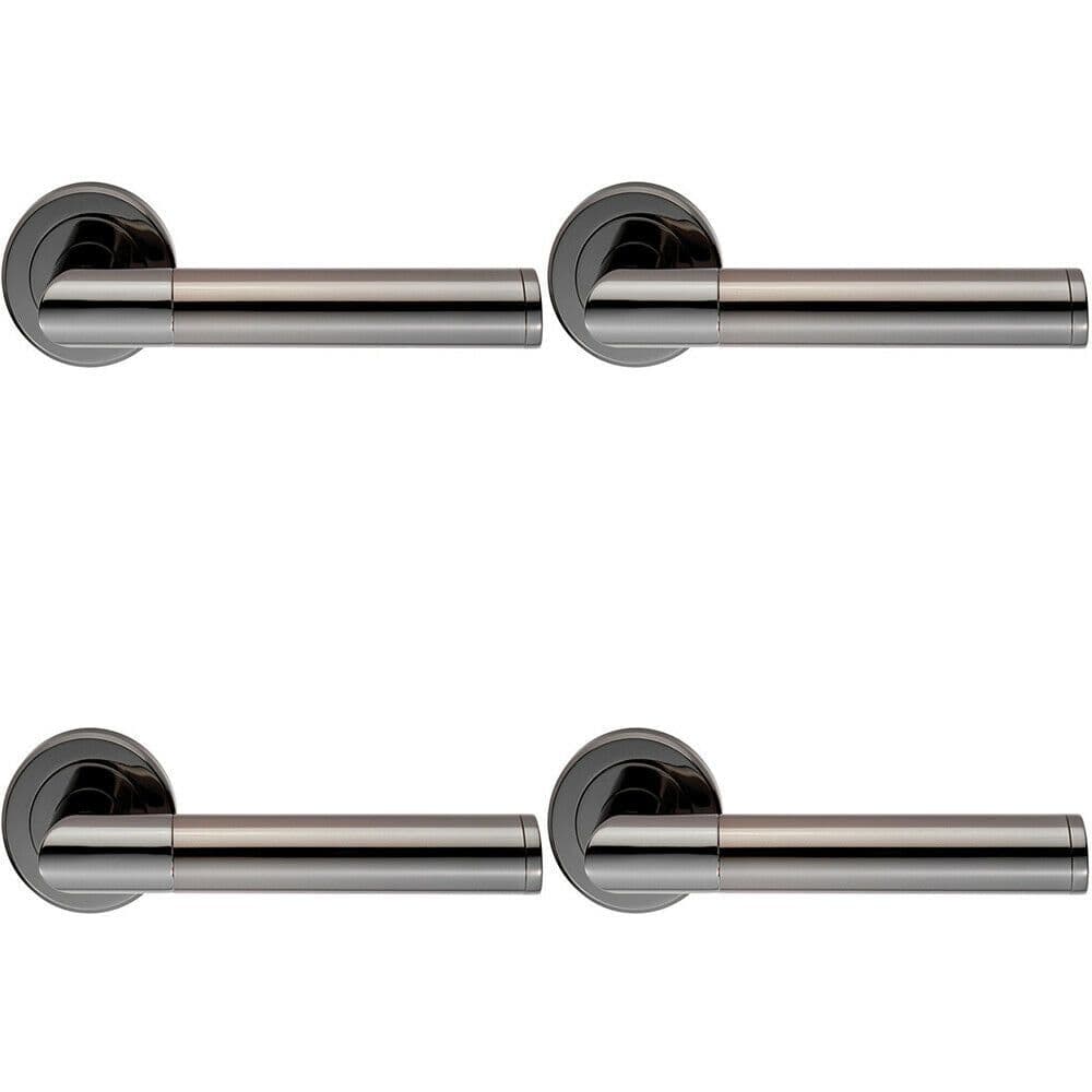 4x PAIR Sectional Round Bar Handle on Round Rose Concealed Fix Nickel