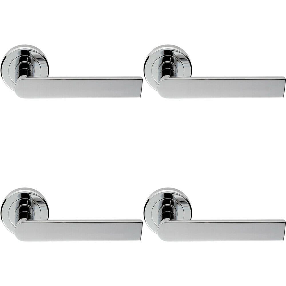 4x PAIR Flat Rectangular Bar Handle on Round Concealed Fix Polished Chrome