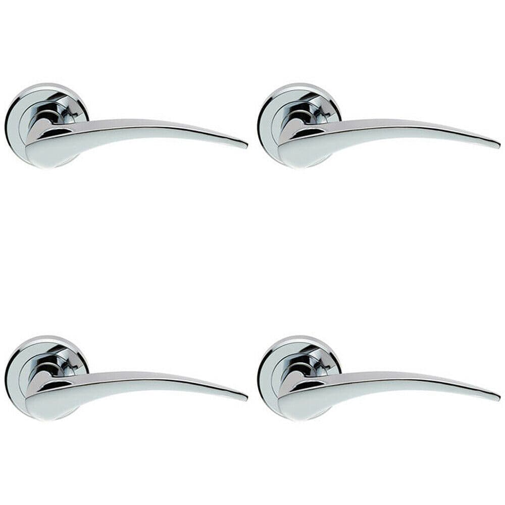 4x PAIR Arched Tapered Handle on Round Concealed Fix Polished Chrome