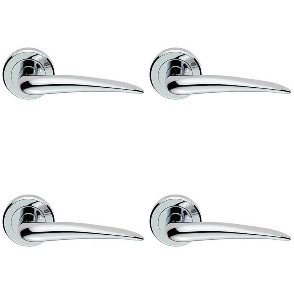 4x PAIR Straight Tapered Handle on Round Rose Concealed Fix Polished Chrome