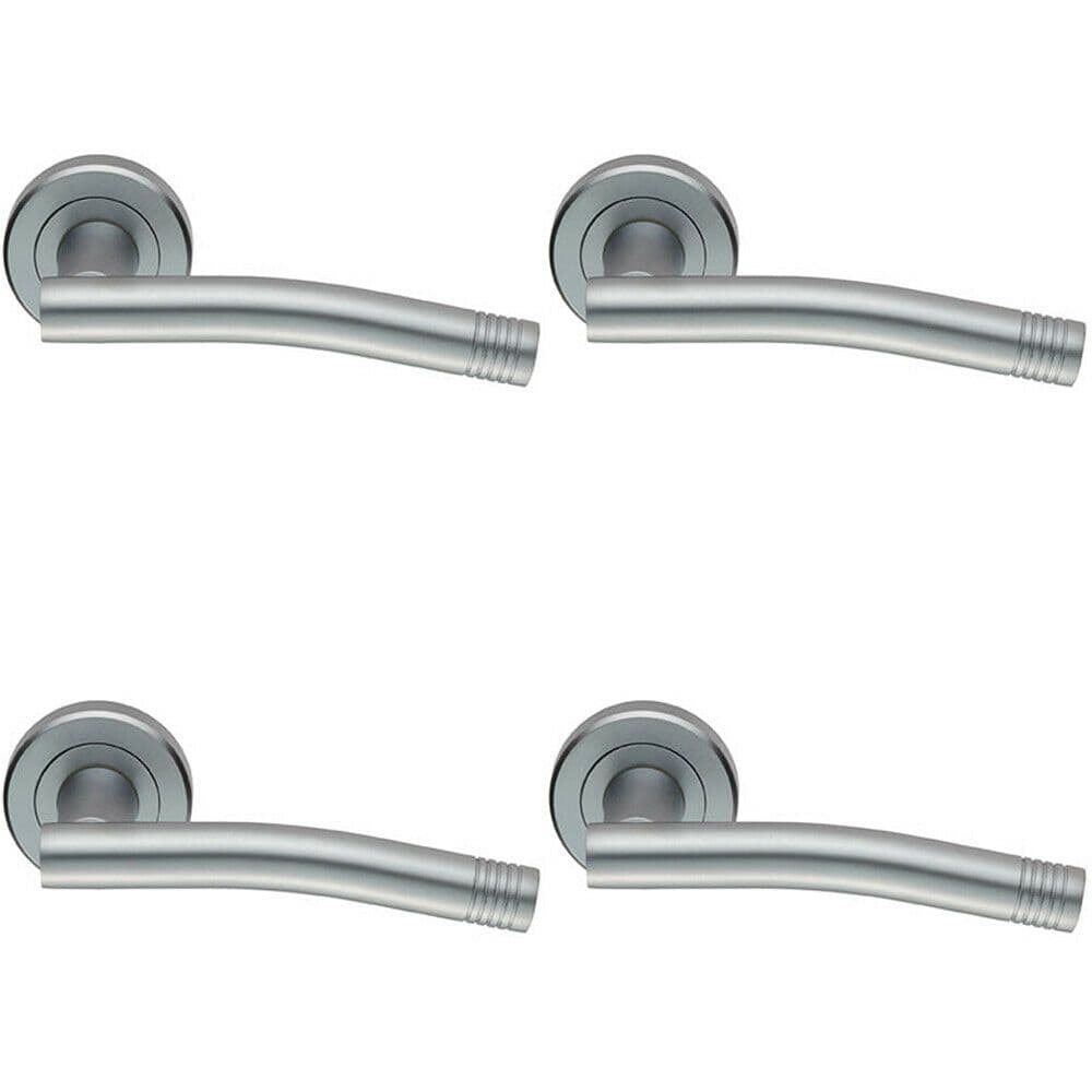 4x PAIR Round Bar Handle Arch Concealed Fix Round Satin Chrome