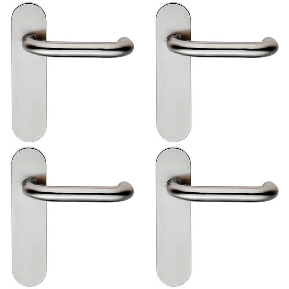4x PAIR Safety Lever on Steel Inner Backplate 180mm Door Handle Satin Steel