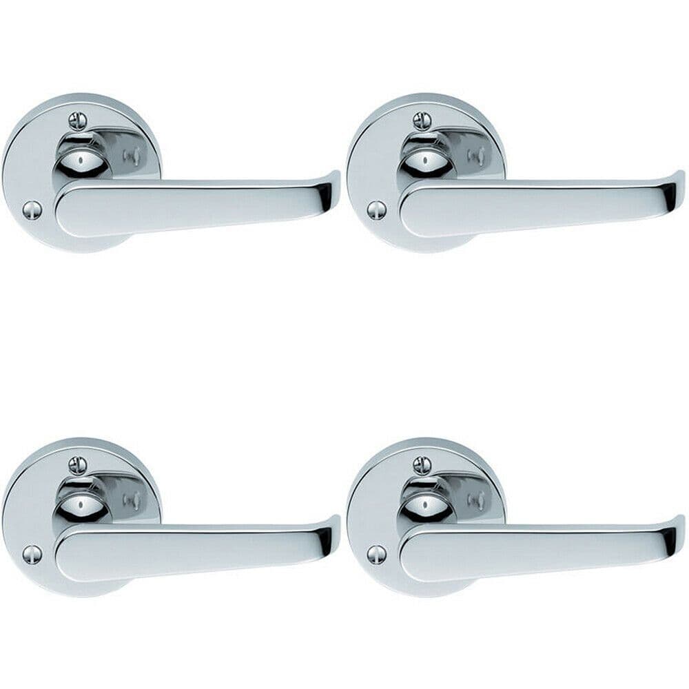 4x PAIR Victorian Straight Shaped Lever on 59mm Round Chrome Handle