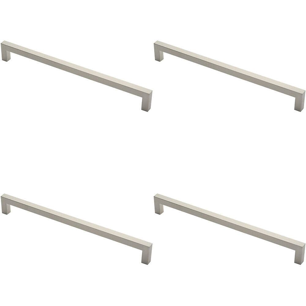 4x Square Mitred Door Pull Handle 469 x 19mm 450mm Fixing Centres Satin Steel