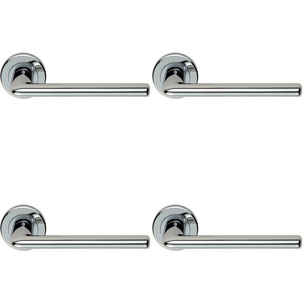 4x PAIR Slimline Straight Bar Lever on Round Concealed Fix Polished Chrome