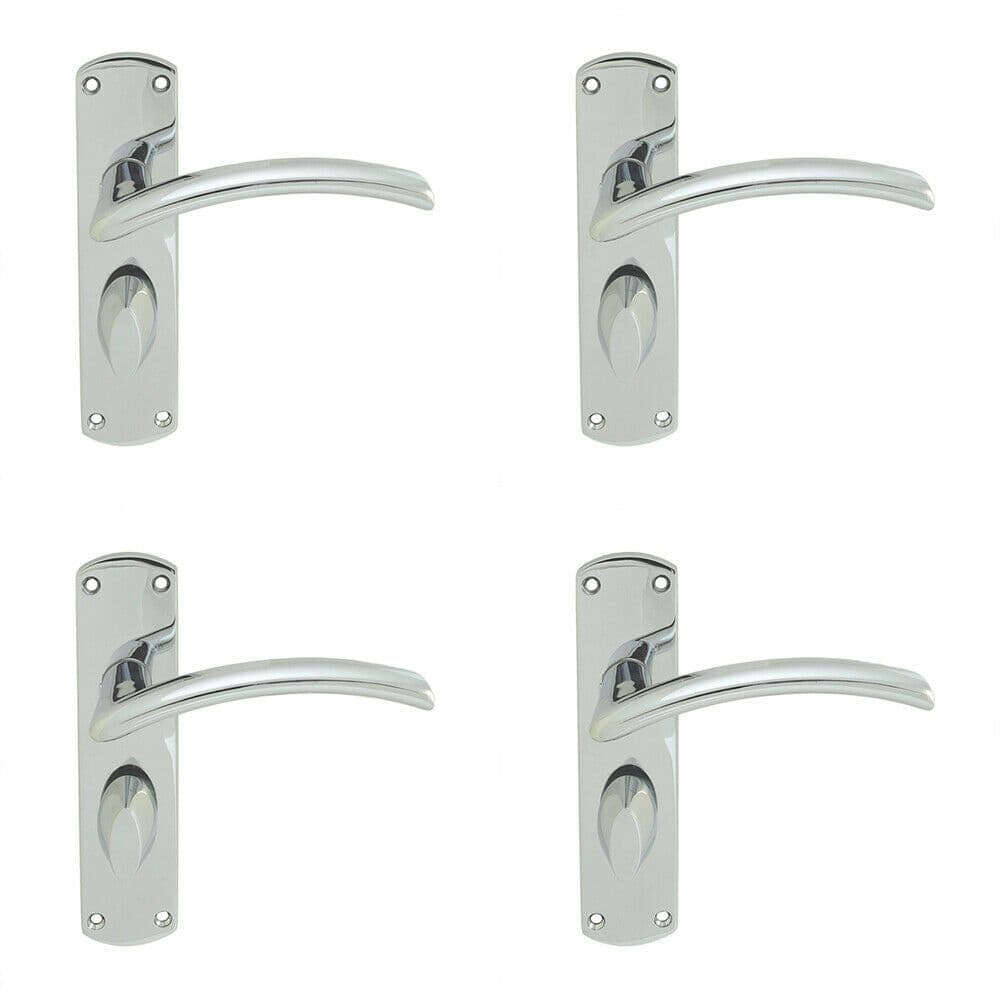 4x Arched Lever on Bathroom Backplate Door Handle 170 x 42mm Polished Chrome