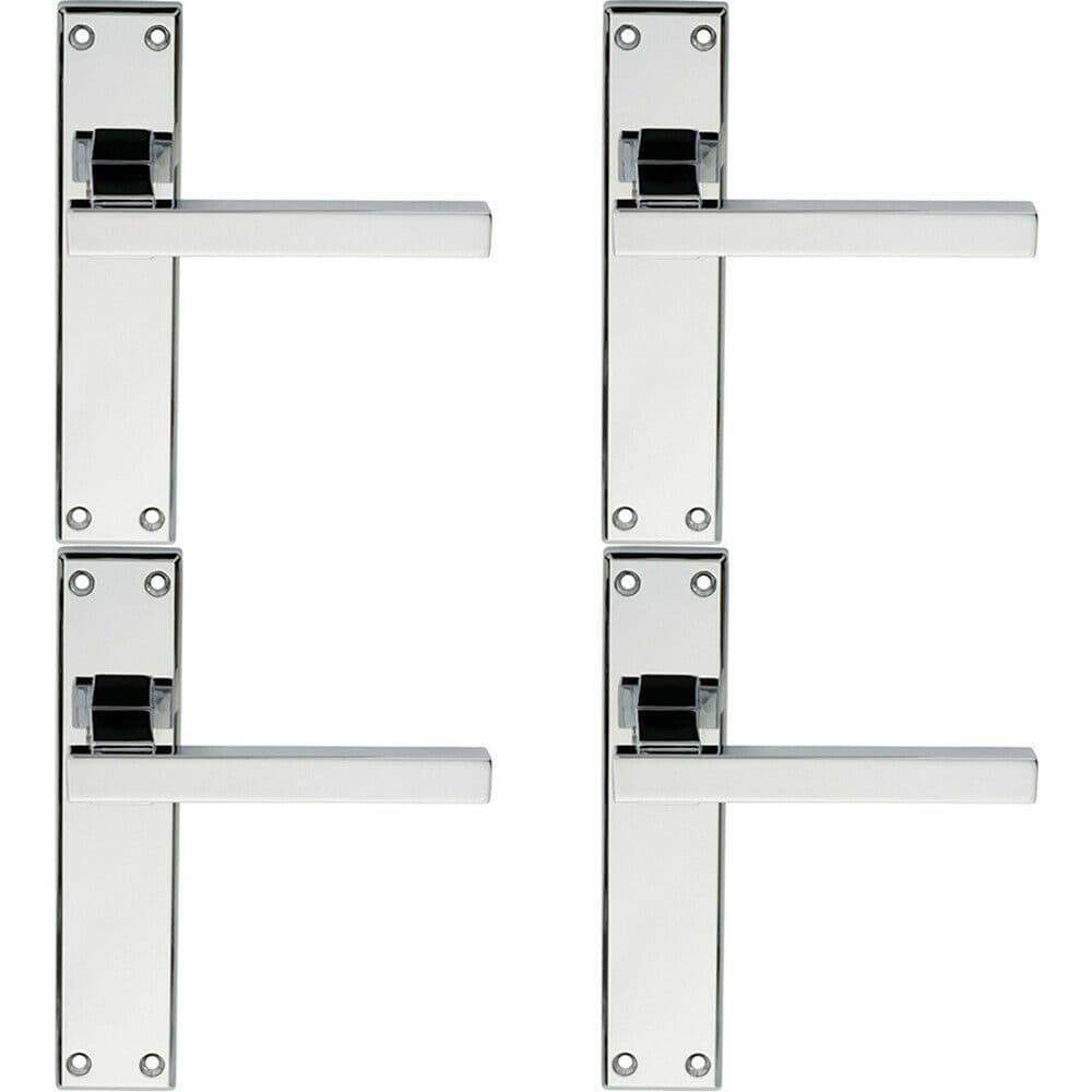 4x PAIR Straight Square Handle on Latch Backplate 180 x 40mm Polished Chrome