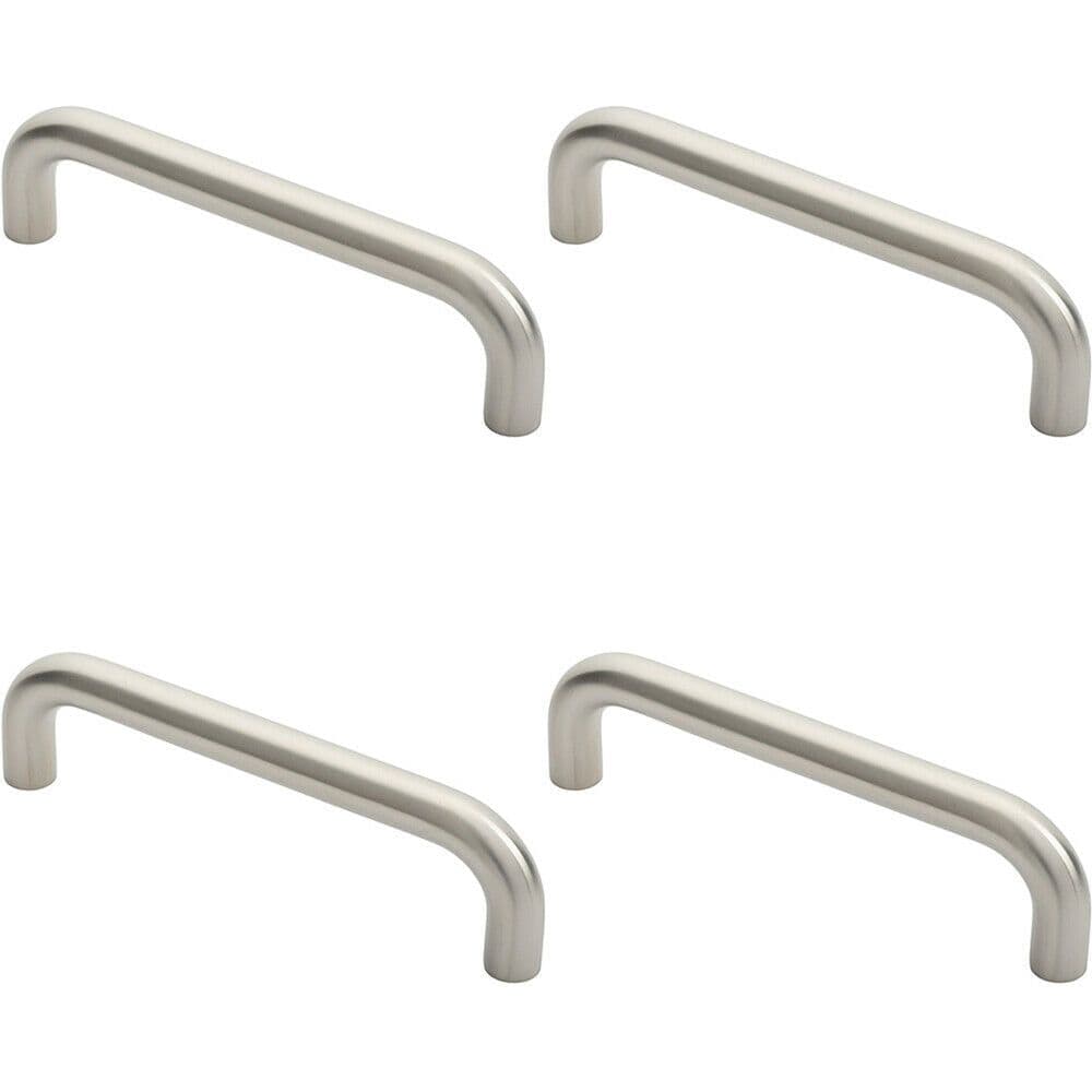 4x Round D Bar Door Pull Handle 247 x 22mm 225mm Fixing Centres Satin Steel