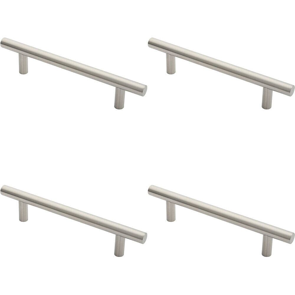 4x Straight T Bar Door Pull Handle 325 x 19mm 225mm Fixing Centres Satin Steel