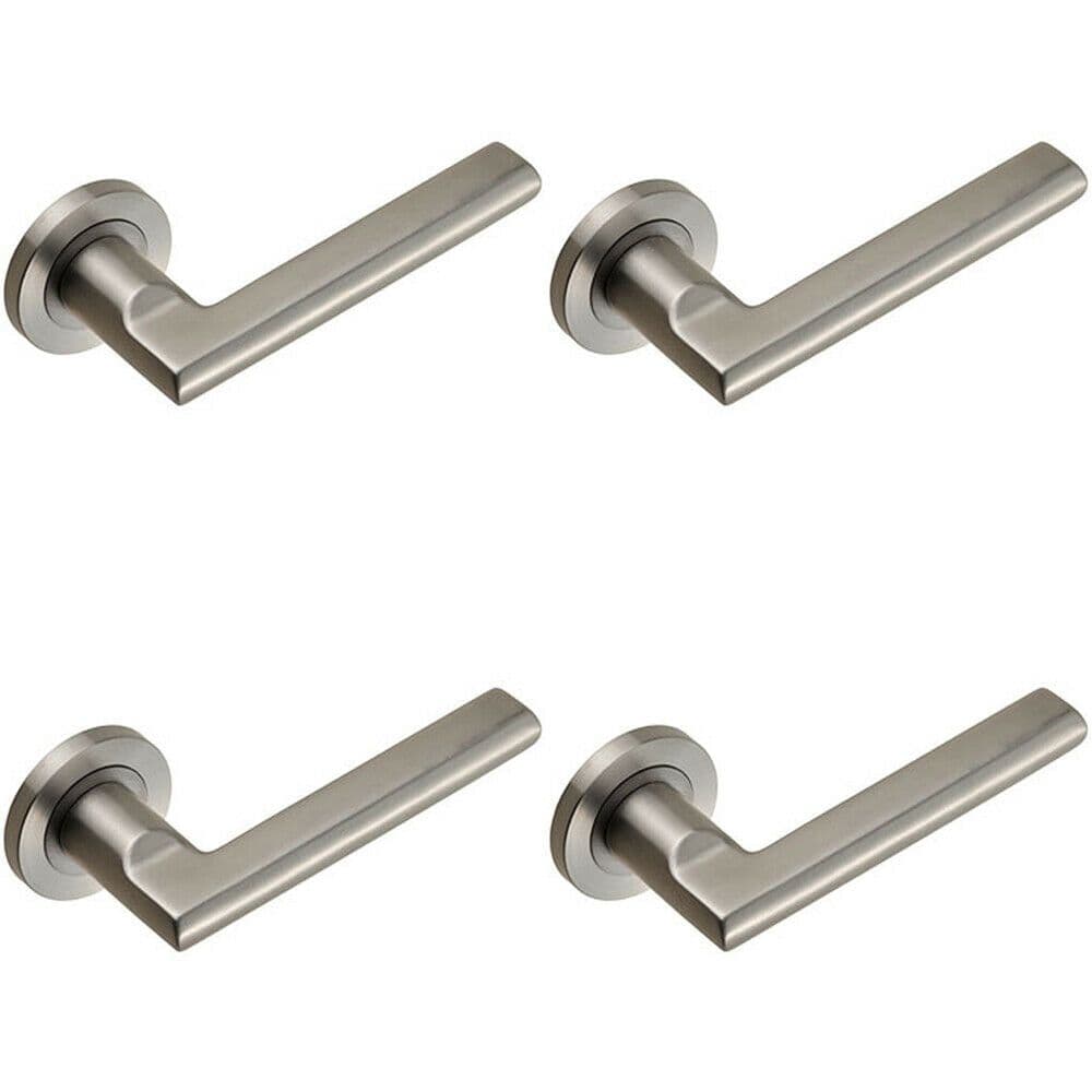 4x PAIR Slim Elliptical Handle on Round Concealed Fix Satin Steel