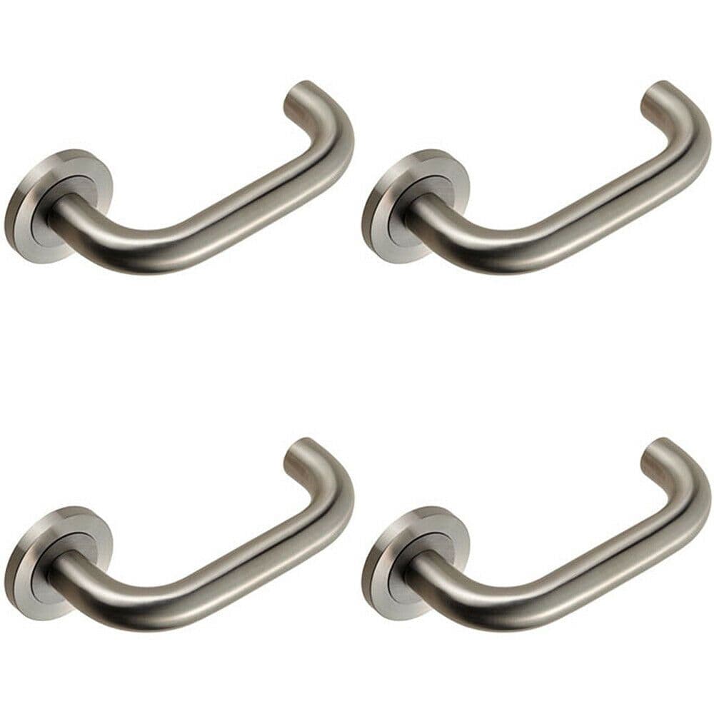 4x PAIR Round Bar Safety Handle Concealed Fix Round Satin Stainless Steel