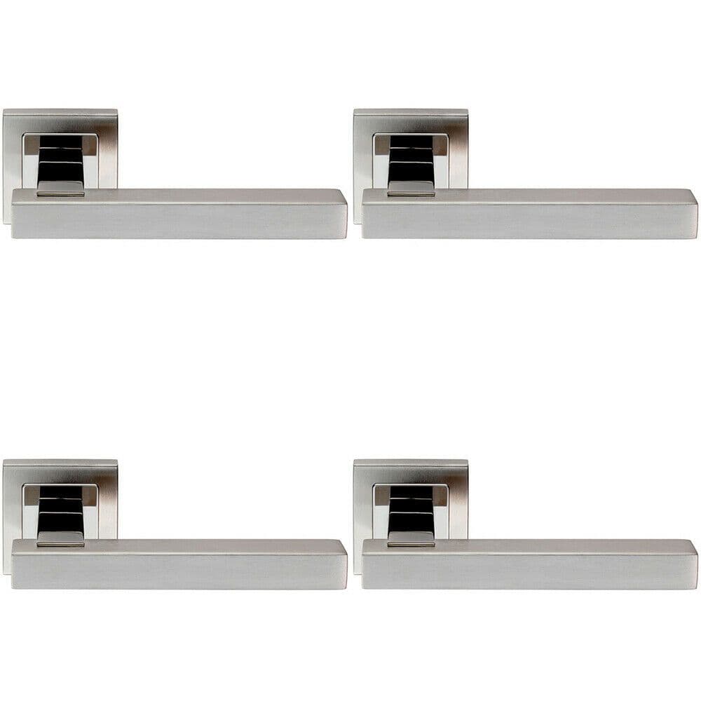 4x PAIR Square Cut Straight Bar Handle Concealed Fix Polished & Satin Steel