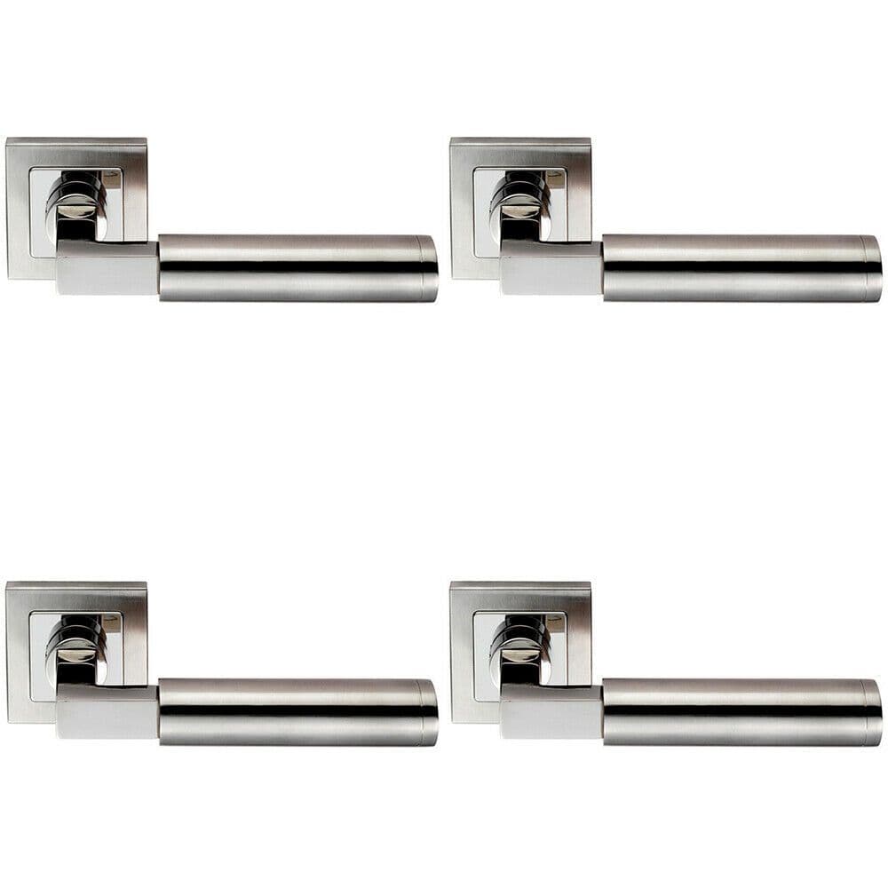4x PAIR Square Cut Mitred Bar Handle Concealed Fix Polished & Satin Steel