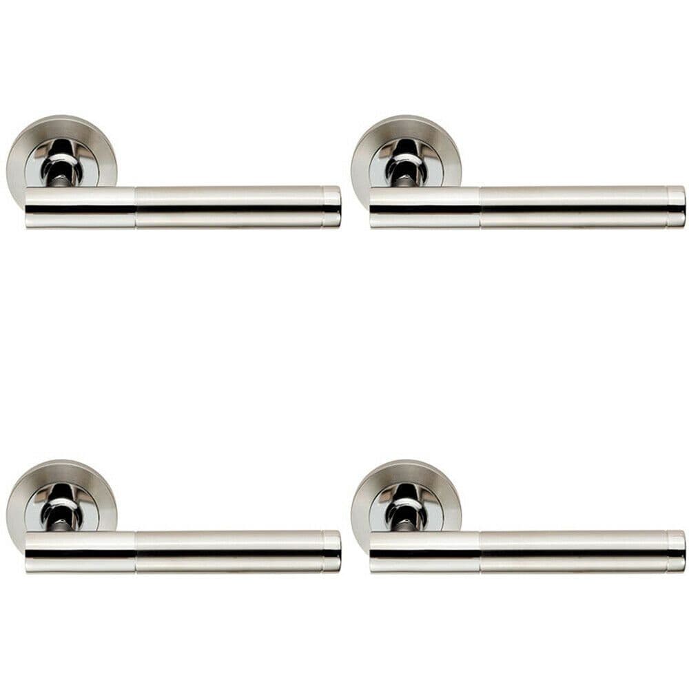 4x PAIR Round Bar Handle on Round Concealed Fix Polished & Satin Steel