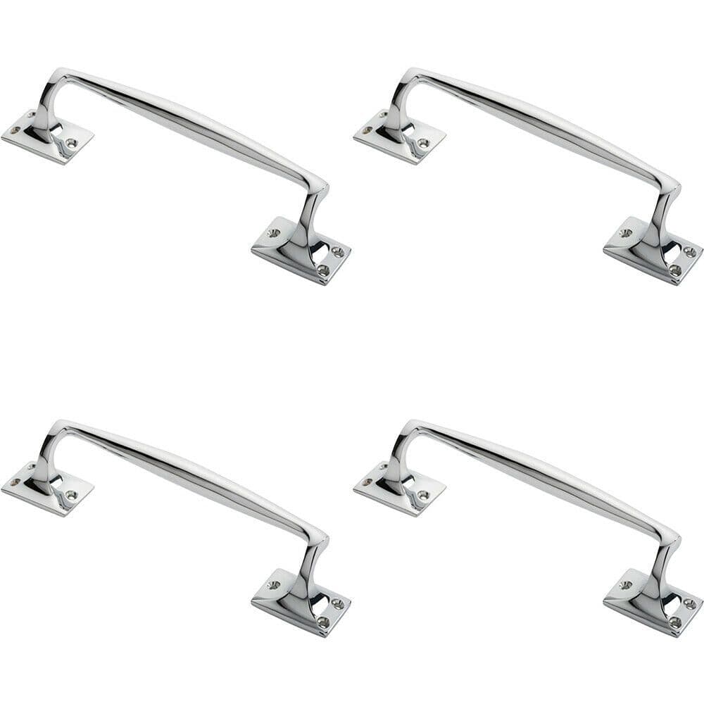 4x One Piece Door Pull Handle 250mm Length 54mm Projection Polished Chrome