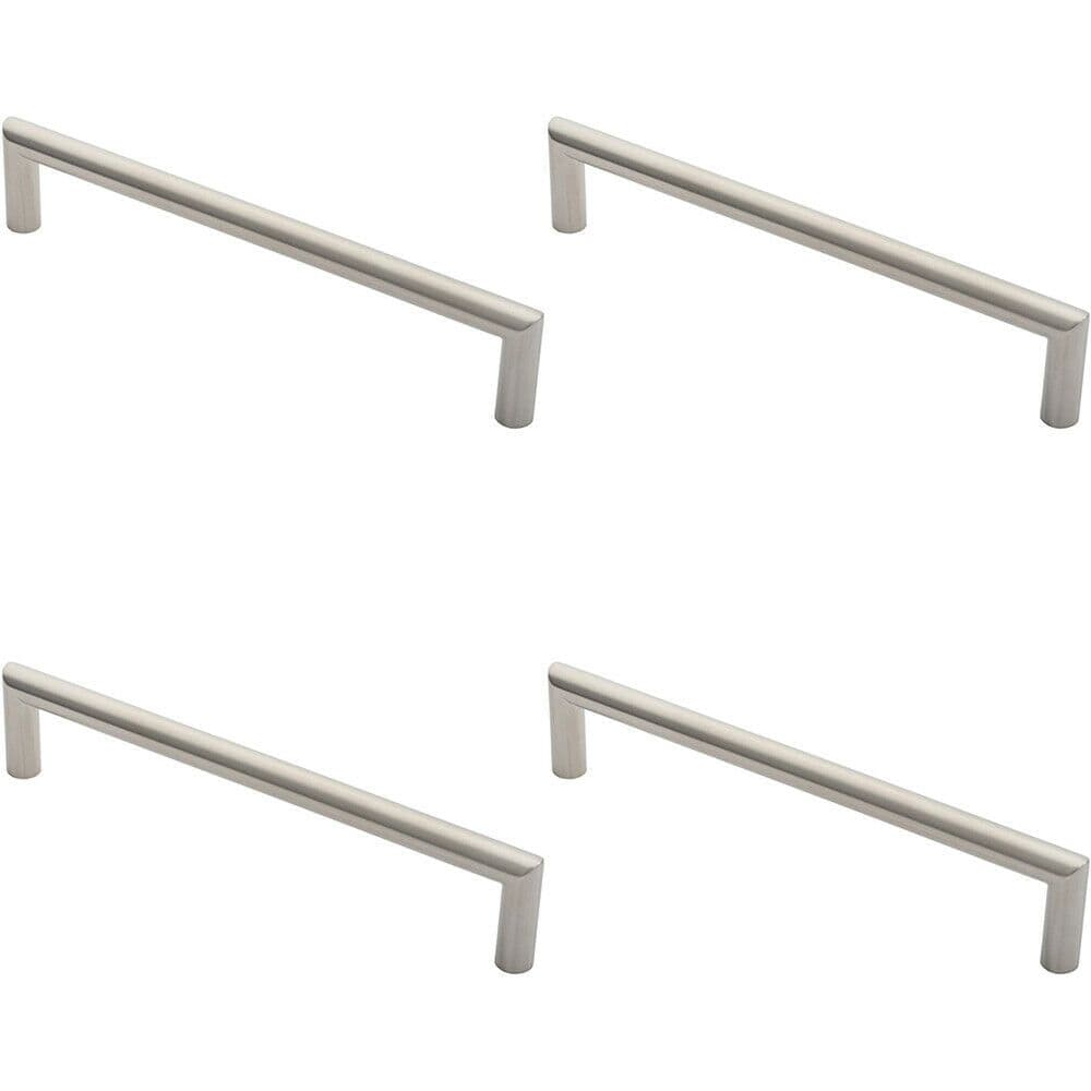 4x 19mm Mitred Pull Door Handle 300mm Fixing Centres Satin Stainless Steel