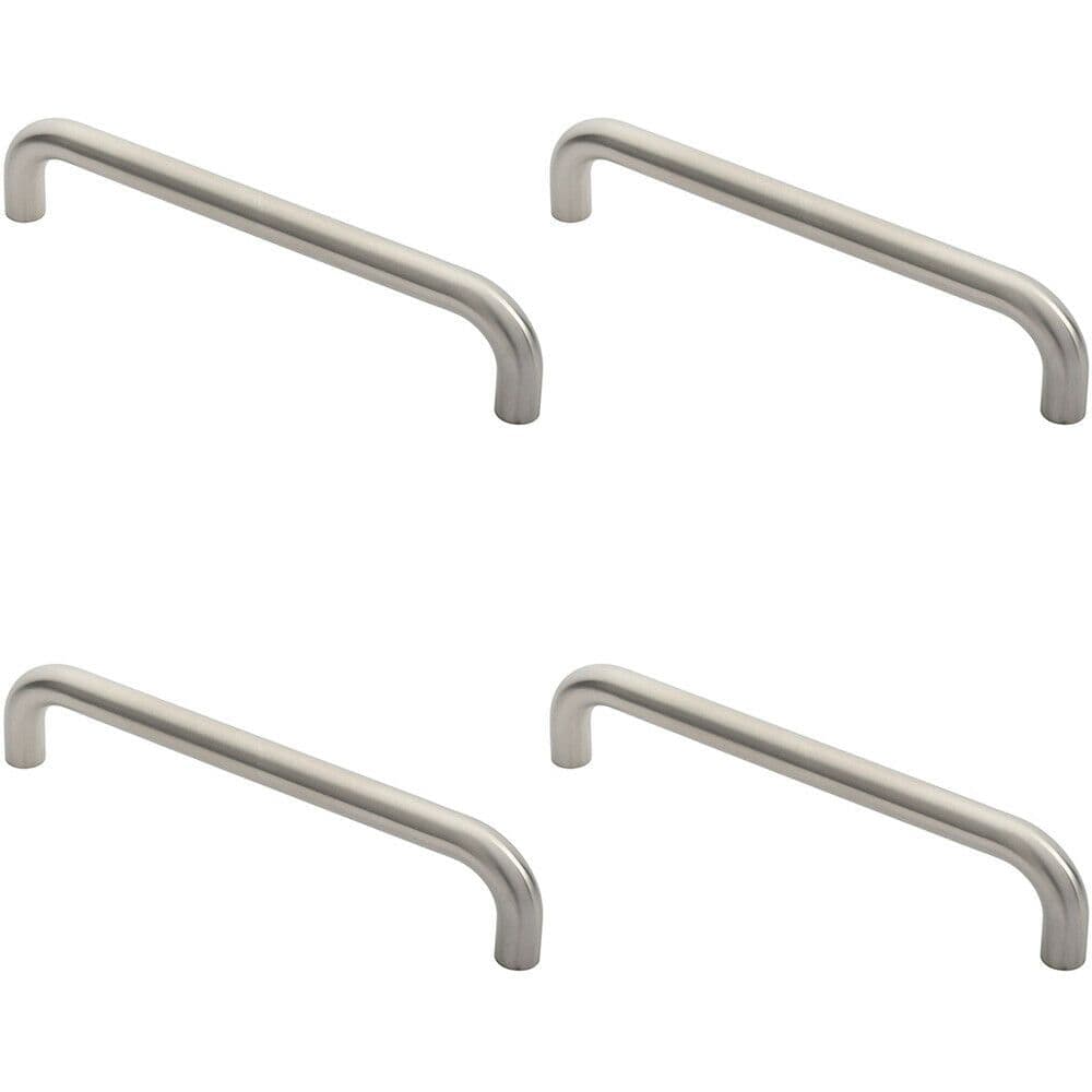 4x Round D Bar Door Pull Handle 322 x 22mm 300mm Fixing Centres Satin Steel