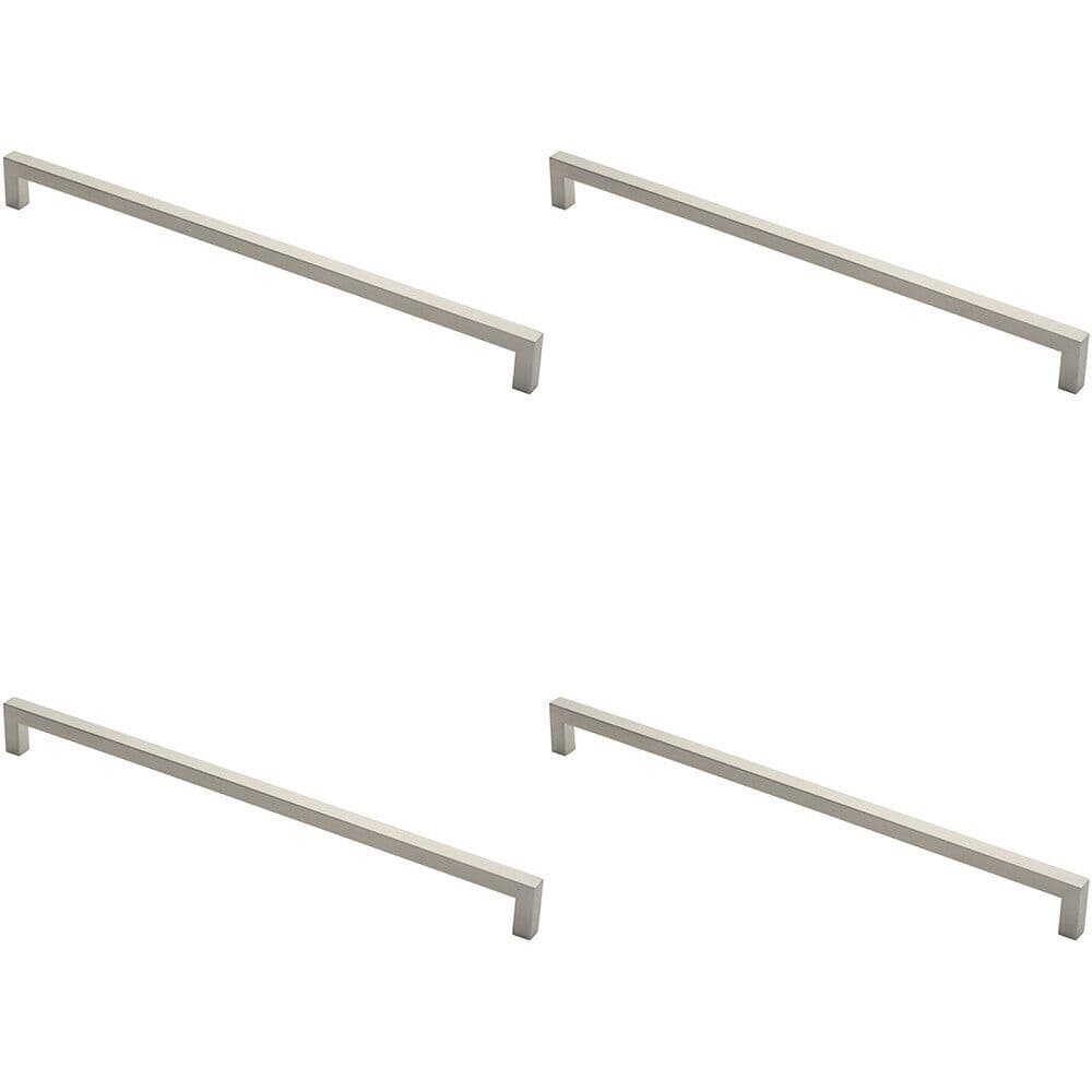4x Square Mitred Door Pull Handle 619 x 19mm 600mm Fixing Centres Satin Steel