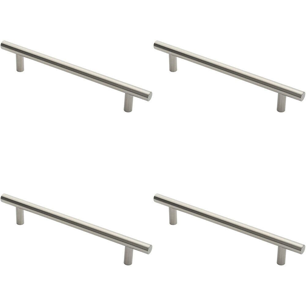 4x Straight T Bar Door Pull Handle 400 x 19mm 300mm Fixing Centres Satin Steel