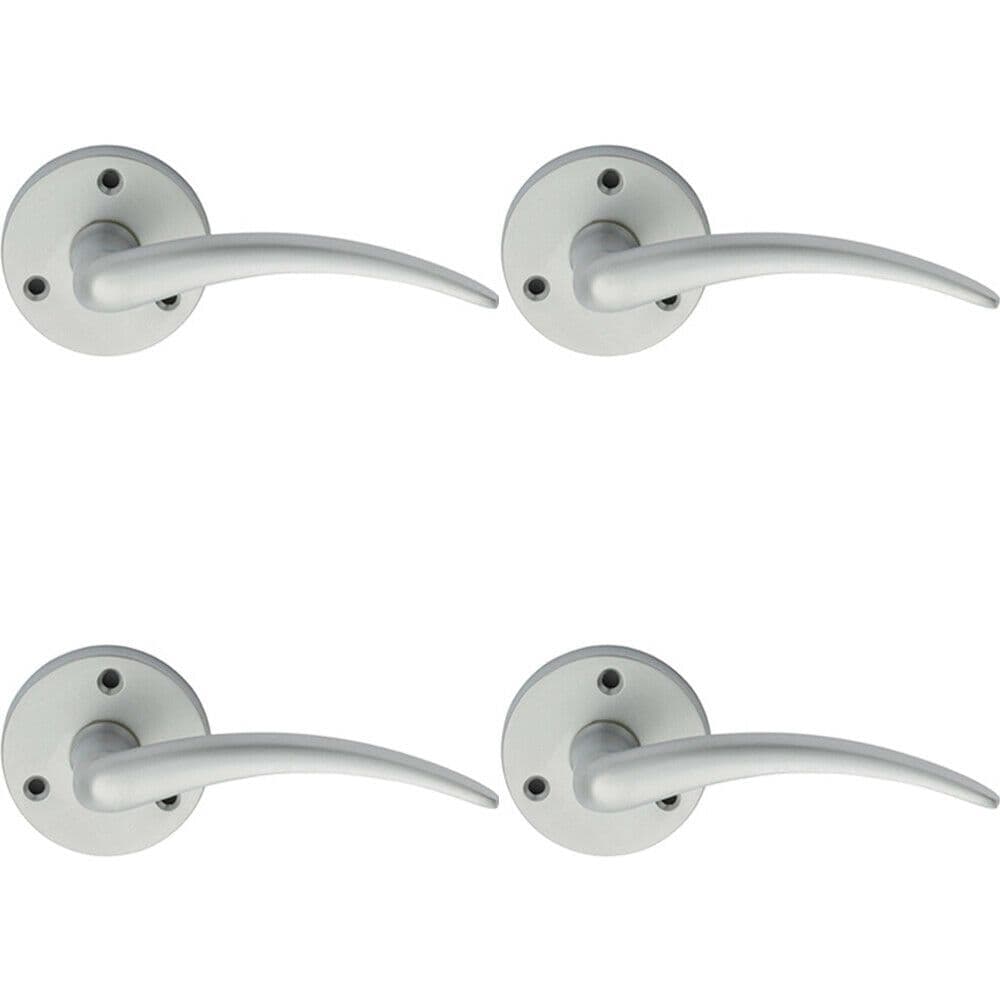 4x PAIR Slim Arched Tapered Lever on 58mm Round Satin Chrome Door Handle