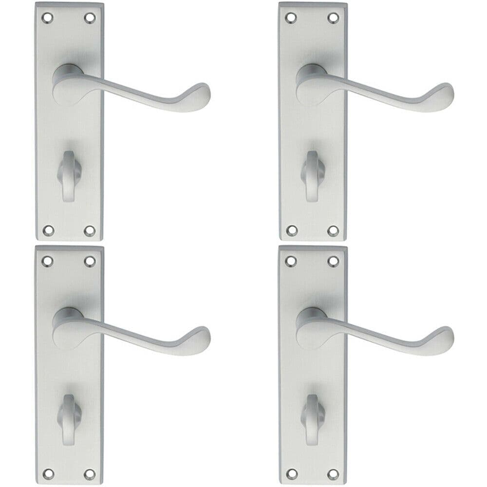 4x PAIR Victorian Scroll Handle on Bathroom Backplate 150 x 43mm Satin Chrome