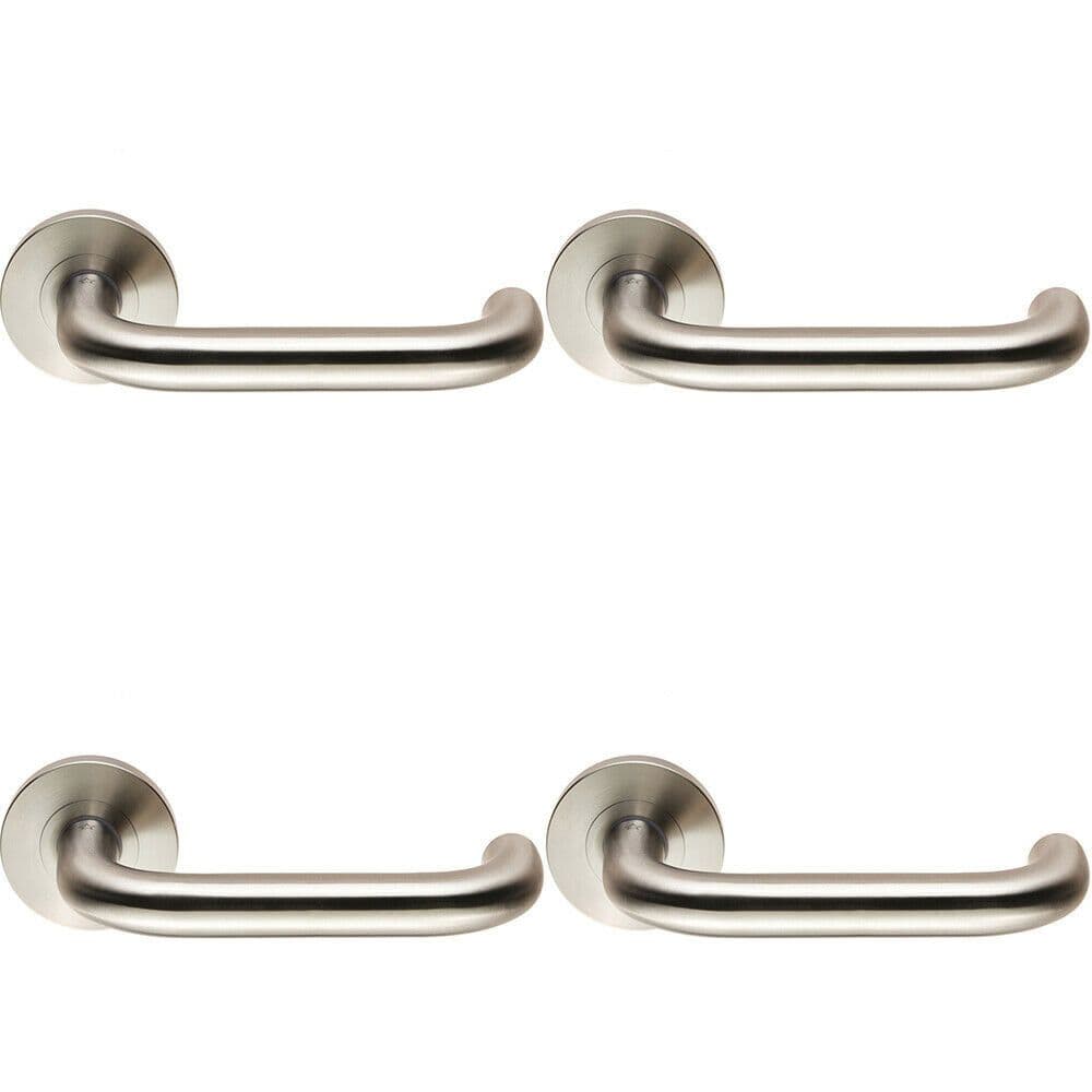 4x PAIR Round Bar Safety Handle on Round Concealed Fix Satin Steel