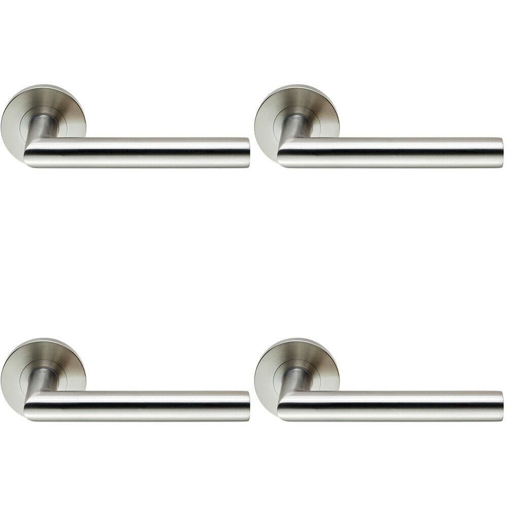 4x PAIR Round Mitred Bar Safety Handle on Round Concealed Fix Satin Steel