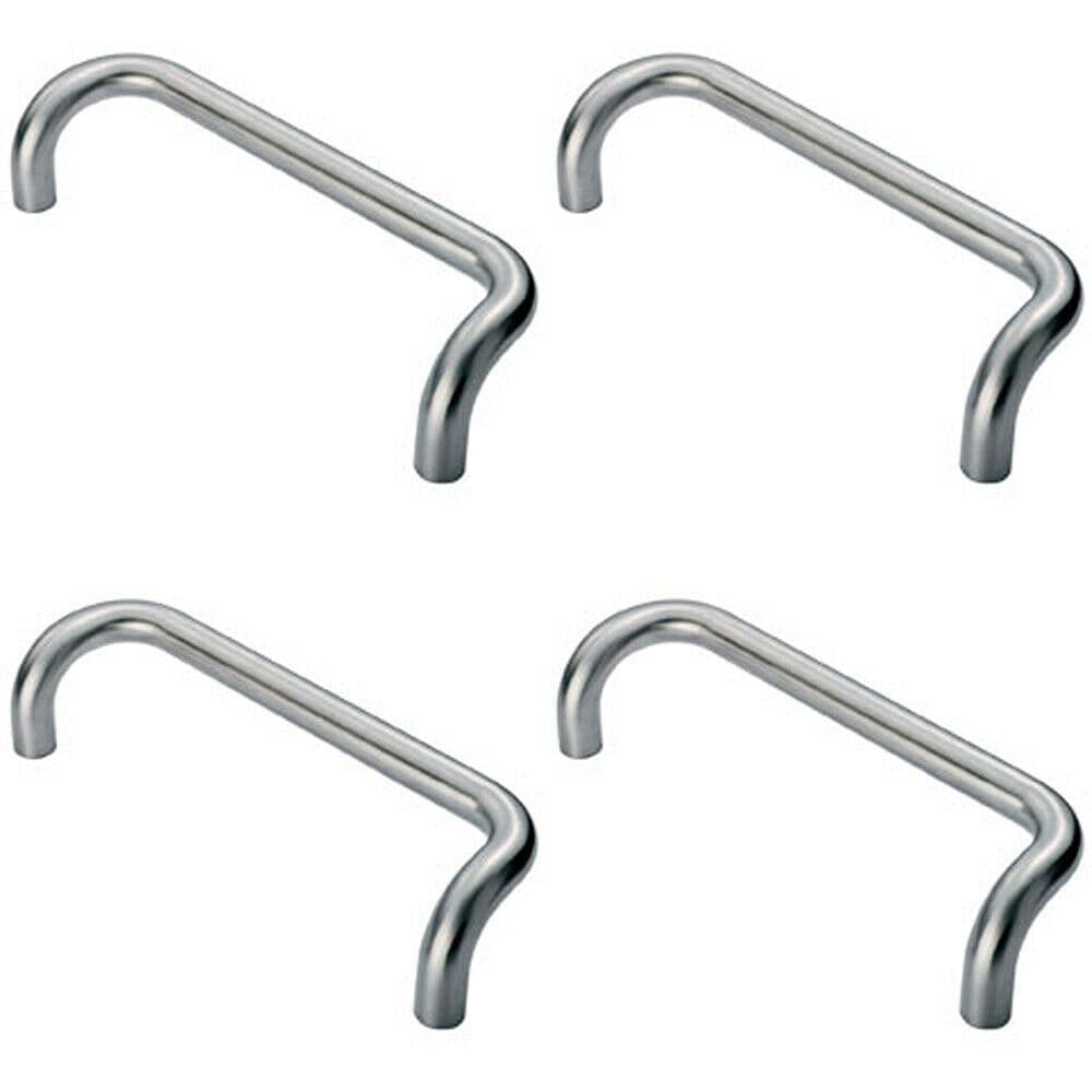 4x Cranked Pull Handle 325 x 25mm 300mm Fixing Centres Satin Stainless Steel