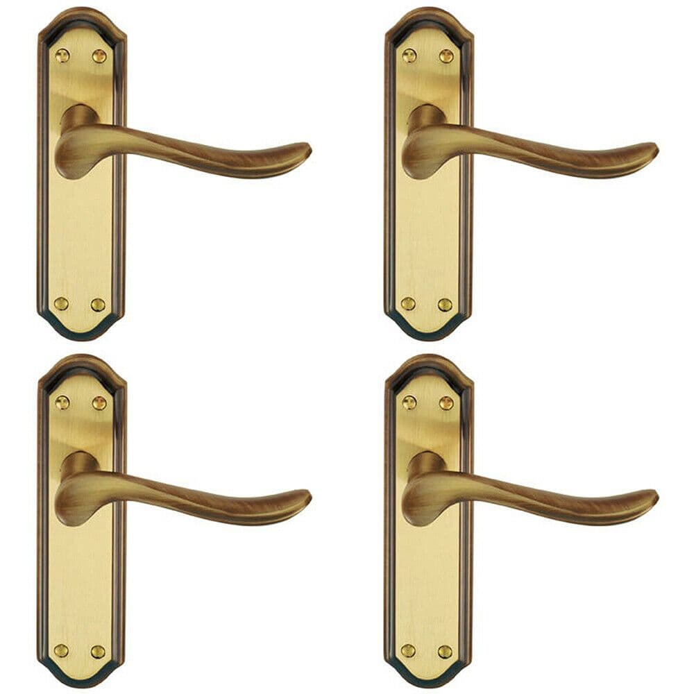 4x PAIR Curved Handle on Sculpted Latch Backplate 180 x 48mm Florentine
