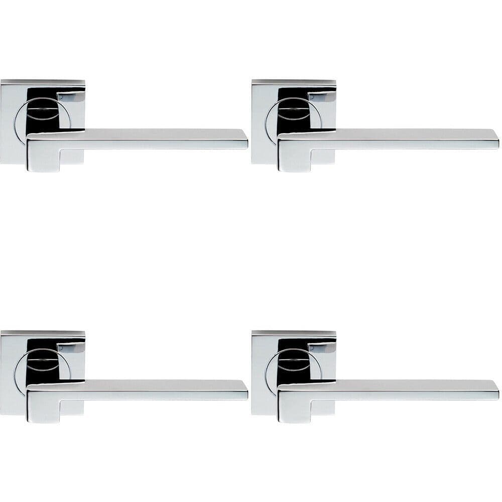 4x PAIR Flat Squared Bar Handle on Square Concealed Fix Polished Chrome