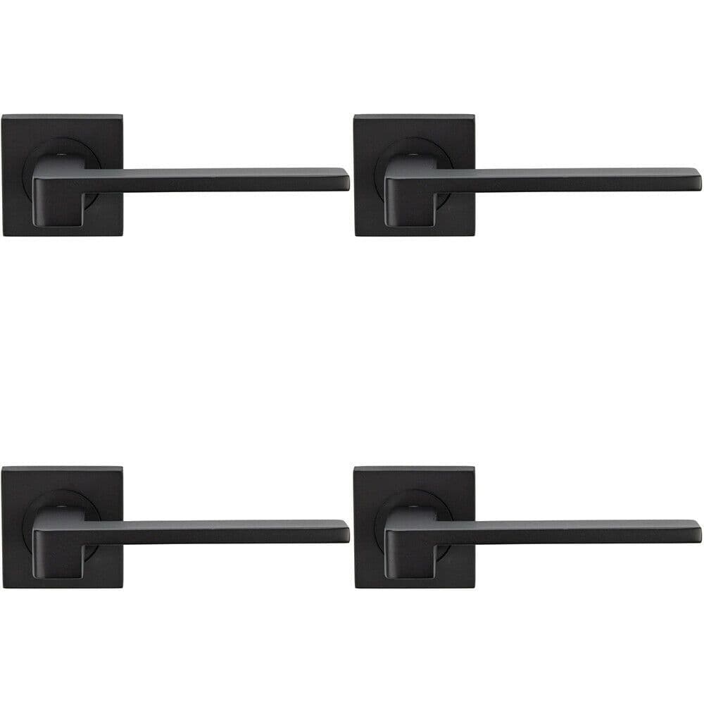 4x PAIR Flat Squared Bar Handle on Square Rose Concealed Fix Matt
