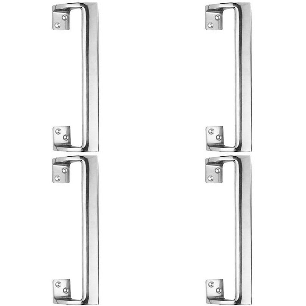 4x Cranked Oval Grip Door Pull Handle 225mm Length 46.5mm Proj Polished Chrome