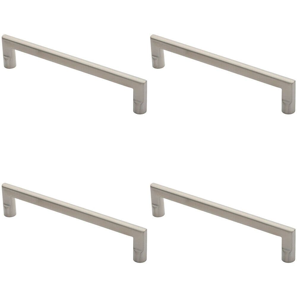 4x Flat D Bar Door Pull Handle 315 x 15mm 300mm Fixing Centres Satin Steel