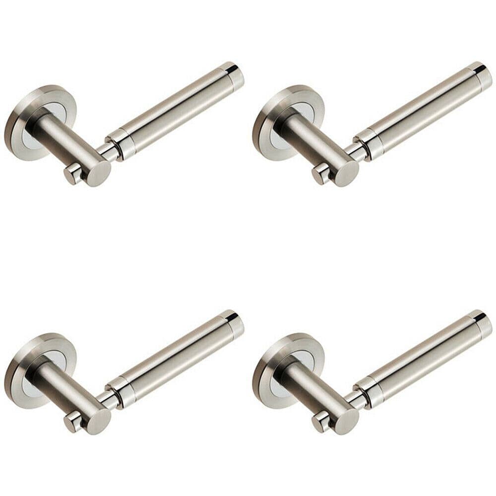 4x PAIR Sectional Round Bar Lever Concealed Fix Round Polished Satin Steel