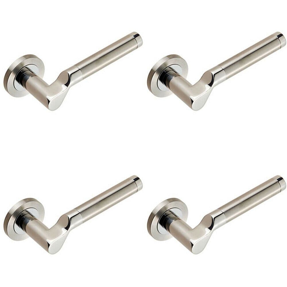 4x PAIR Cranked Round Bar Lever on Round Concealed Fix Polished Satin Steel